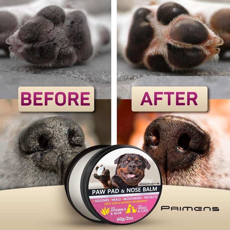 Primens Dog Paw Balm for Dry Cracked Paws – Lick-Safe Moisturizer and Organic Paw Wax with Aloe & Vitamin E – Hot Pavement and Winter Snow Protection – Nose Safe – for All Breeds - Image 3